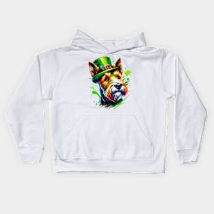 Welsh Terrier in Leprechaun Hat for St Patrick's Day Kids Hoodie